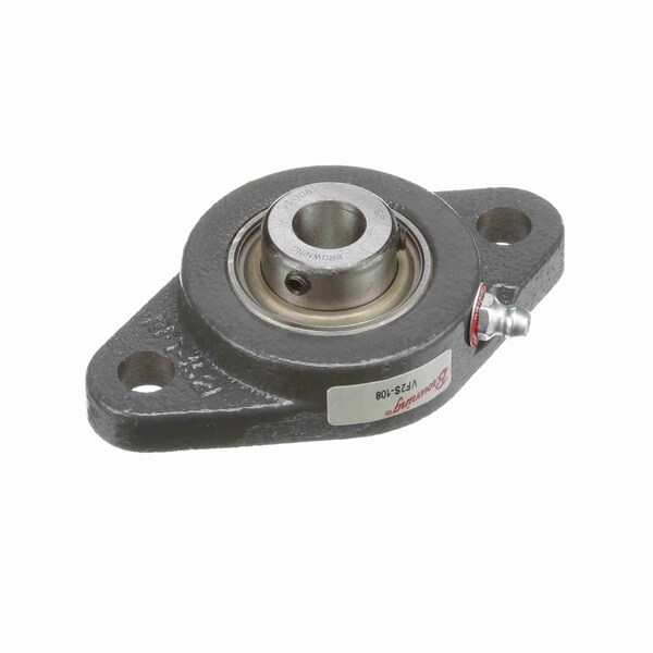 Mounted Cast Iron Two Bolt Flange Ball Bearing - 52100 Bearing Steel - Setscrew Lock